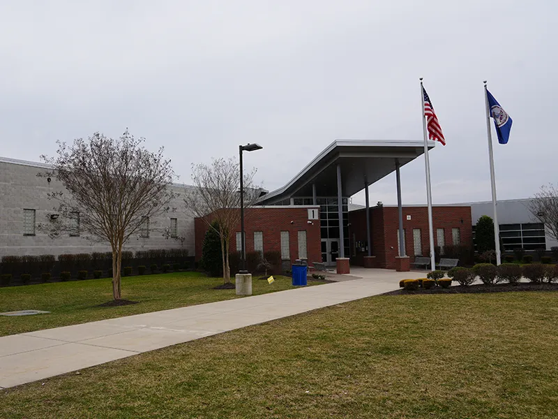 Reagan Middle School building entrance